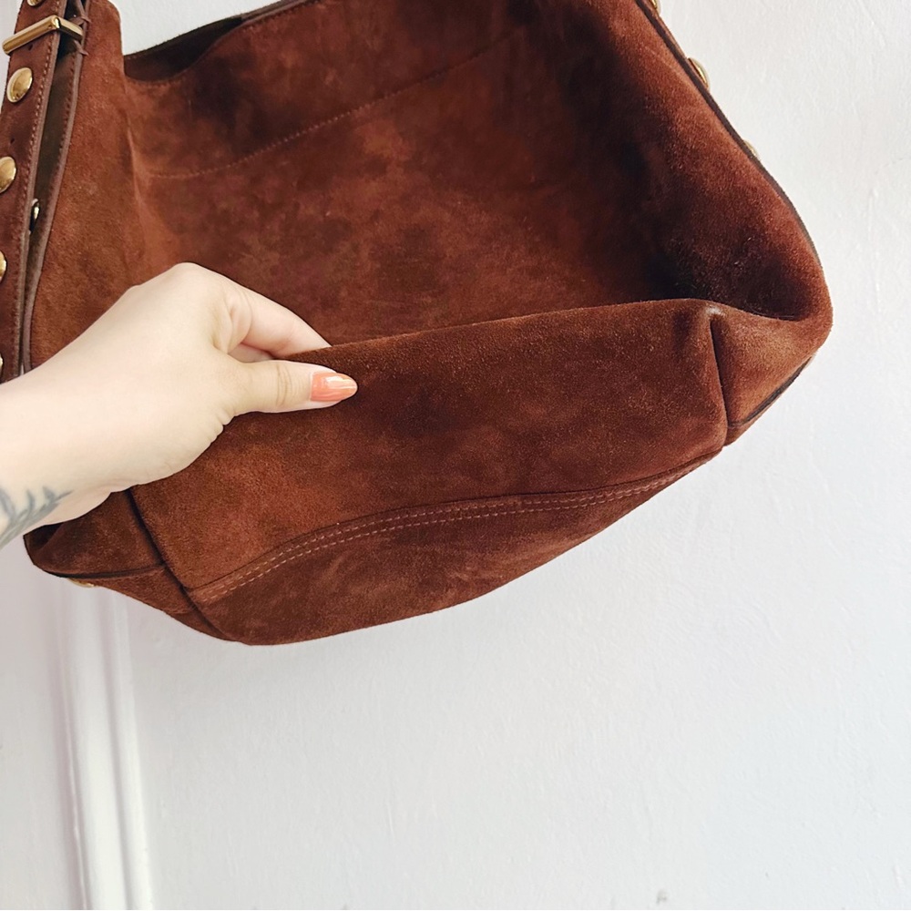 NWT Madewell essential suede bucket tote bag soft mahogany brown suede leather - Picture 13 of 16